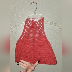 Orange juniors knit crop top - New